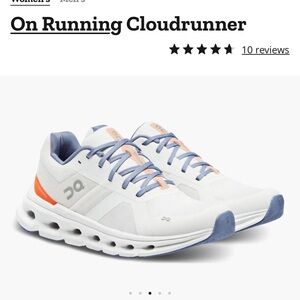 On Running Cloudrunner White and Blue Shoes